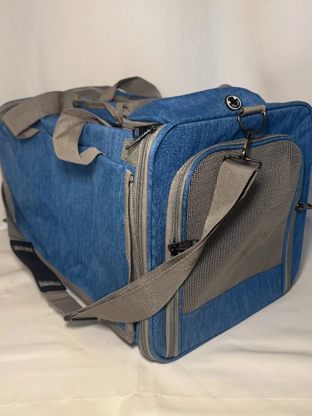 Soft Pet Carrier Tote Bag Blue 18x12x11 Dog Cat Travel Crate Carry Sherpa EUC